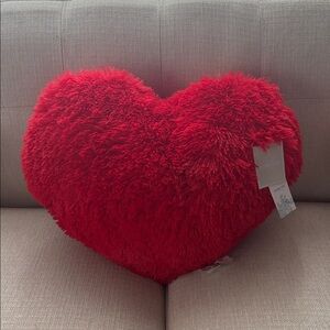Fluffy Red Heart Pillow